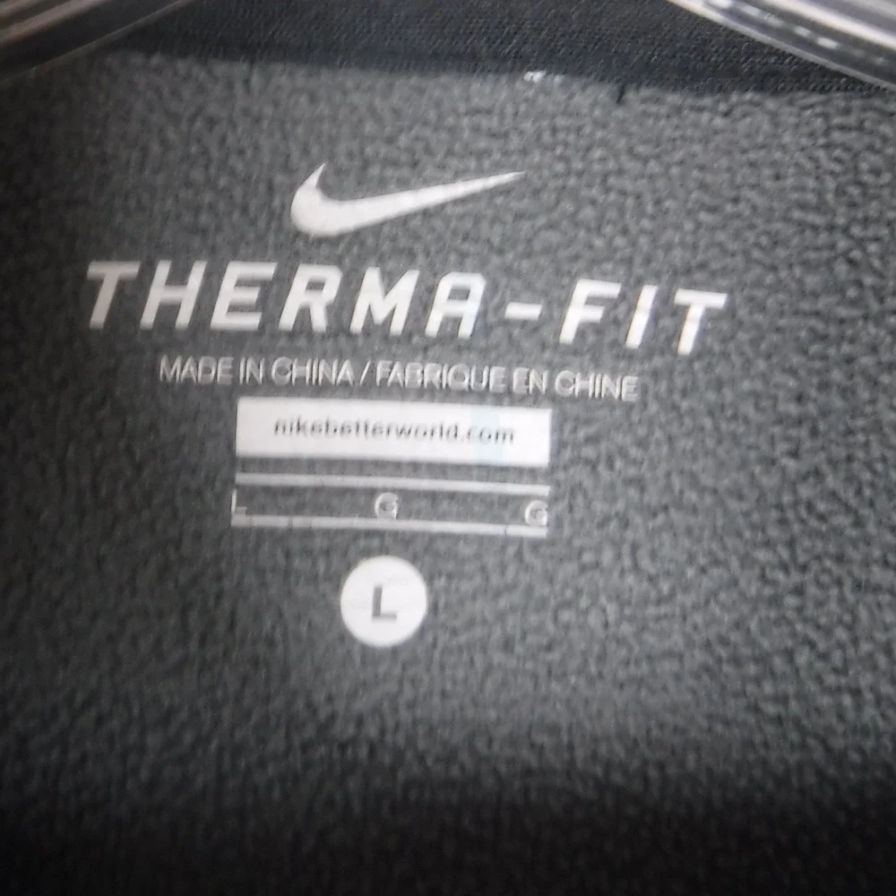 Nike Therma Fit Pullover Hoodie Women L Black Gray Pink Swoosh Logo Thumb Holes